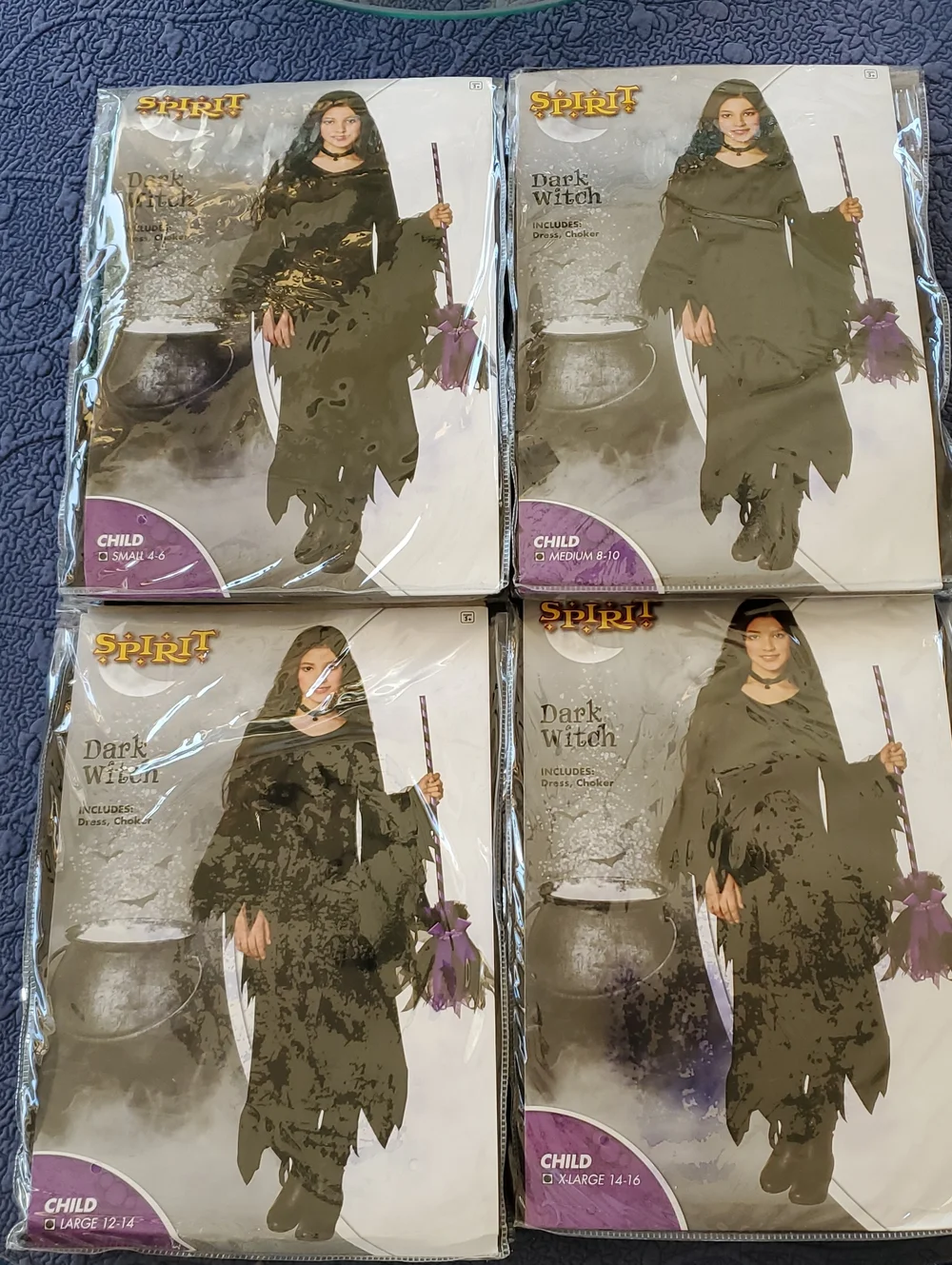 X4 - LOT DEAL - Spirit Dark Witch Kids Halloween Costume - Black